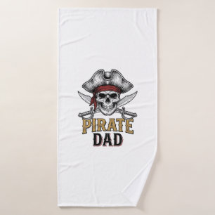 Pirate Dad Skull Sword Vintage Engraving Shirt_1 Bath Towel