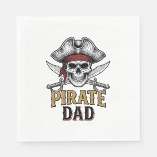 Pirate Dad Skull Sword Vintage Engraving Shirt_1 Napkin