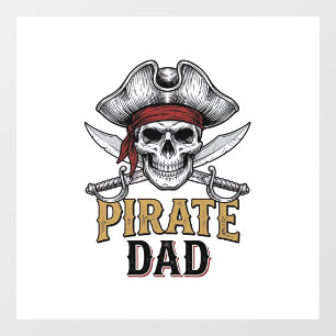 Pirate Dad Skull Sword Vintage Engraving Shirt_1 Window Cling