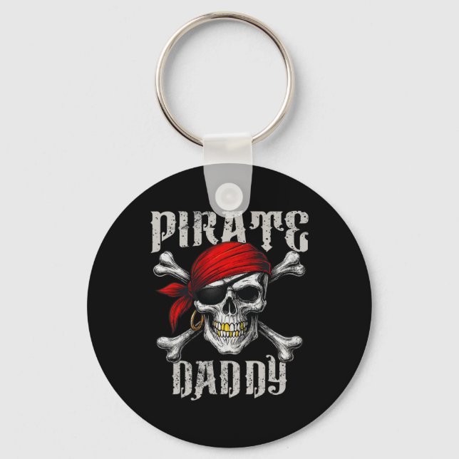 Pirate Daddy Jolly Roger Flag And Skull Crossbones Key Ring (Front)