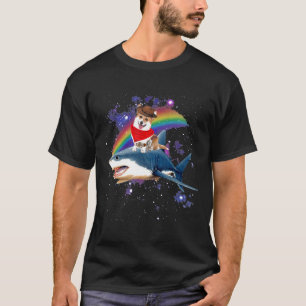 Pirate Day And Halloween Space Pirate Corgi Riding T-Shirt