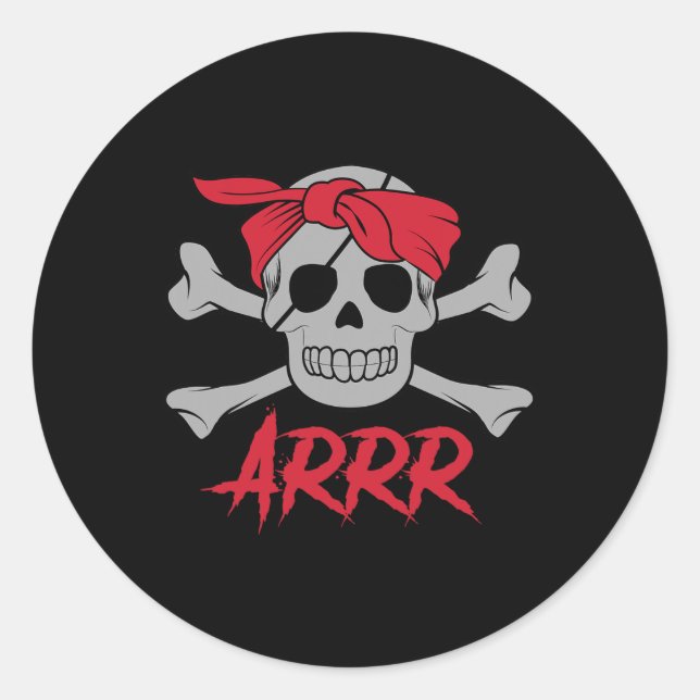 Pirate Dead Skull Wih Eye Patch Halloween  Classic Round Sticker (Front)