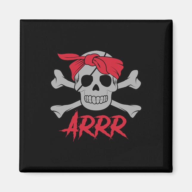 Pirate Dead Skull Wih Eye Patch Halloween  Magnet (Front)