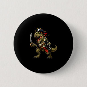 Pirate dinosaur dino trex halloween costume funny 6 cm round badge