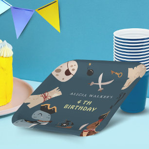 Pirate Dinosaur Party Animals Kids Birthday Paper Plate