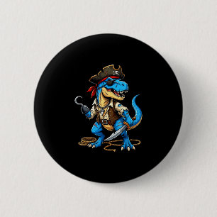 Pirate dinosaur t rex boys girls kids funny 6 cm round badge