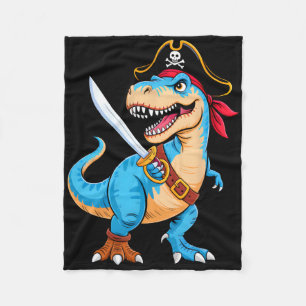 Pirate Dinosaur T Rex Boys Kids Funny Halloween Co Fleece Blanket