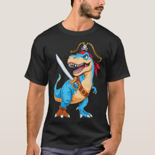 Pirate Dinosaur T Rex Boys Kids Funny Halloween Co T-Shirt