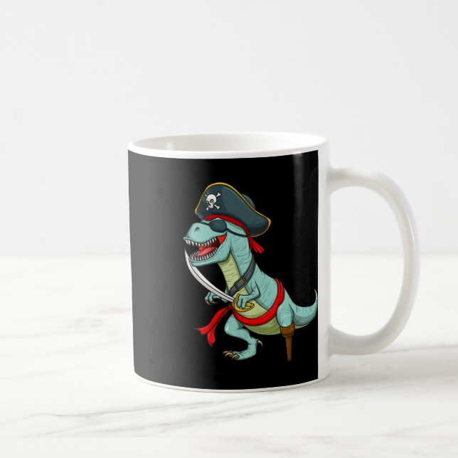 Pirate Dinosaur T Rex Fun Tyrannosaurus Halloween  Coffee Mug (Right)
