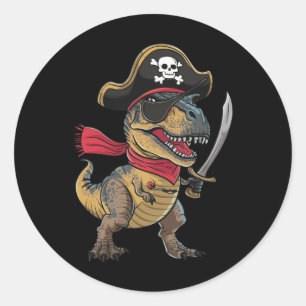 Pirate Dinosaur T-Rex Funny Halloween Costume Classic Round Sticker