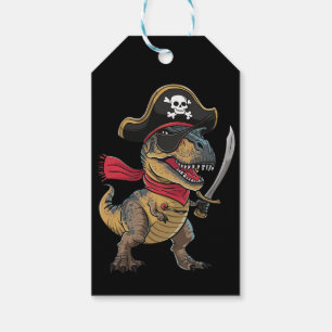 Pirate Dinosaur T-Rex Funny Halloween Costume Gift Tags