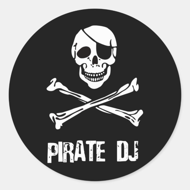 Pirate DJ Classic Round Sticker (Front)