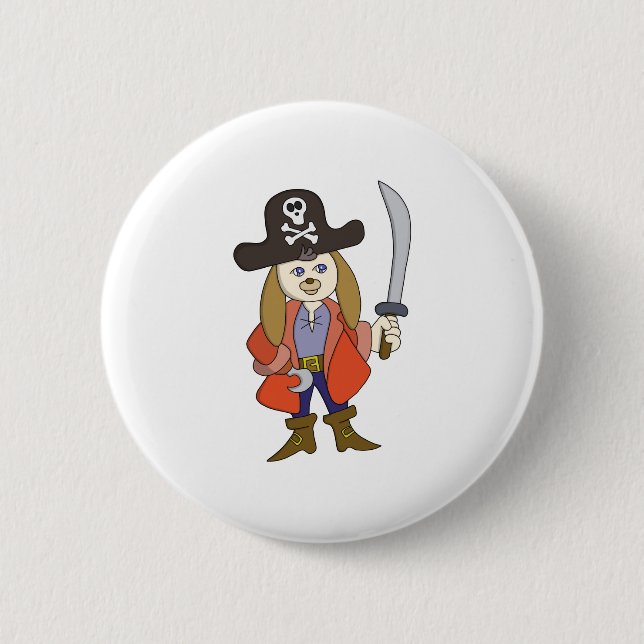 Pirate Dog 6 Cm Round Badge (Front)