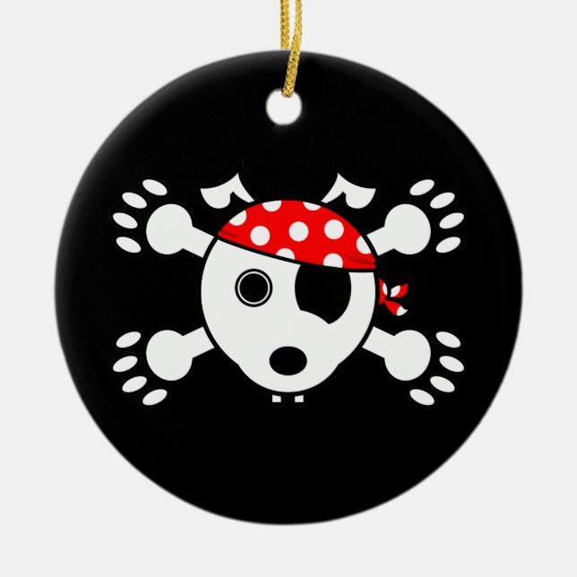 Pirate Dog Ceramic Tree Decoration (Front)