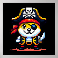 Pirate Dog - Funny Pixel Art Adventure Design