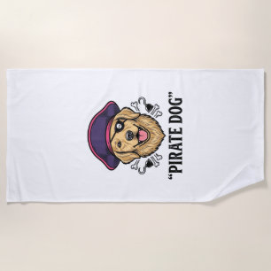 Pirate Dog Vintage Engraving Shirt Design_1 Beach Towel