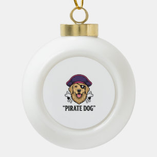 Pirate Dog Vintage Engraving Shirt Design_1 Ceramic Ball Christmas Ornament