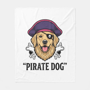 Pirate Dog Vintage Engraving Shirt Design_1 Fleece Blanket