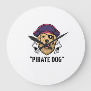 Pirate Dog Vintage Engraving Shirt Design_1 Large Clock