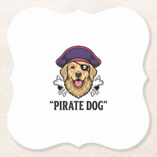 Pirate Dog Vintage Engraving Shirt Design_1 Paper Coaster