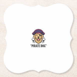 Pirate Dog Vintage Engraving Shirt Design_1 Paper Coaster
