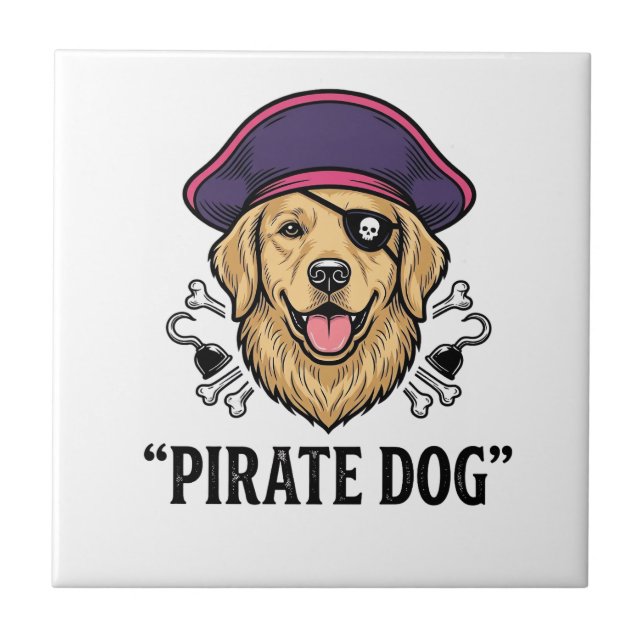 Pirate Dog Vintage Engraving Shirt Design_1 Tile (Front)