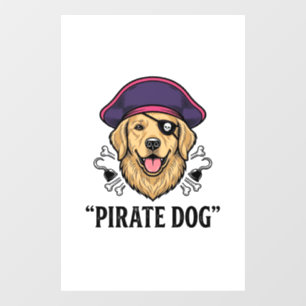 Pirate Dog Vintage Engraving Shirt Design_1 Window Cling