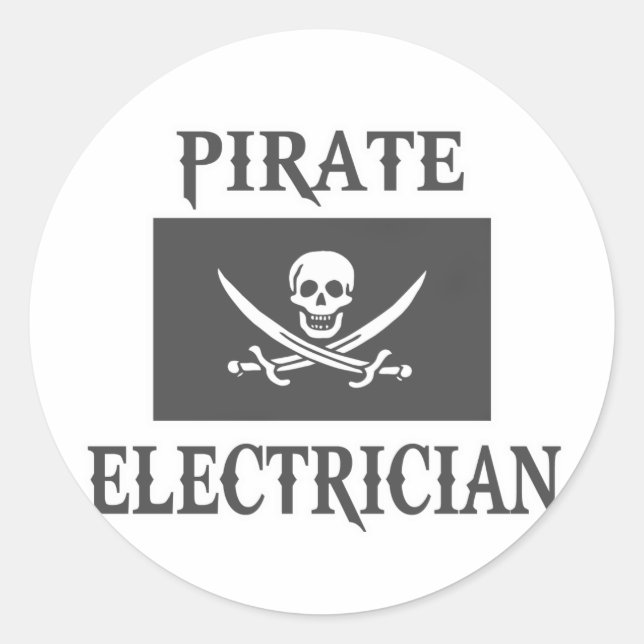 Pirate Electrician Classic Round Sticker (Front)