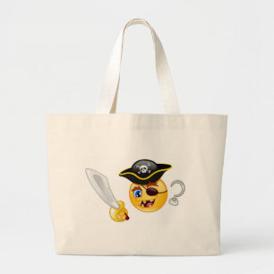 pirate emoji large tote bag