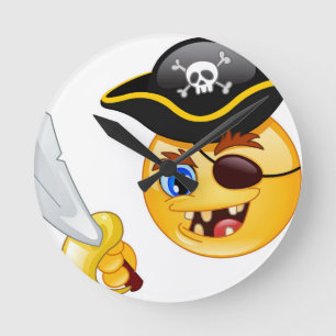 pirate emoji round clock