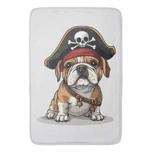 Pirate English Bulldog Skull Crossbones Bath Mat