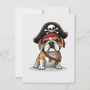 Pirate English Bulldog Skull Crossbones Postcard