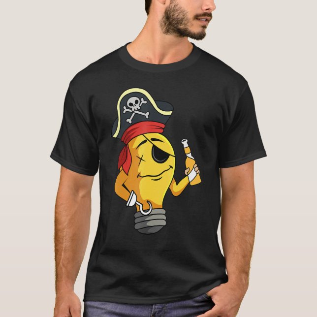Pirate Eye Patch Light Bulb Sea Sailor Crew Ship T T-Shirt (Front)