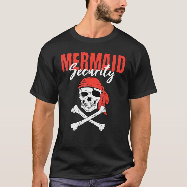 Pirate Eyepatch Skull Mermaid Sea Sailor Ship Trea T-Shirt (Front)