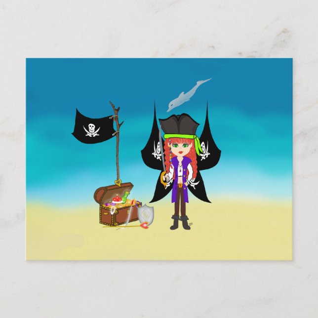 Pirate Faery with Treasure Postcard (Front)