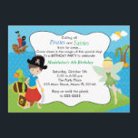 Pirate Fairy Pixie Kids Birthday Party Invitation<br><div class="desc">Impress your guests with this lovely fairy and pirate invitation card. Personalise it with your details for any event.</div>