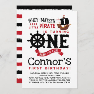Pirate First Birthday Invitation