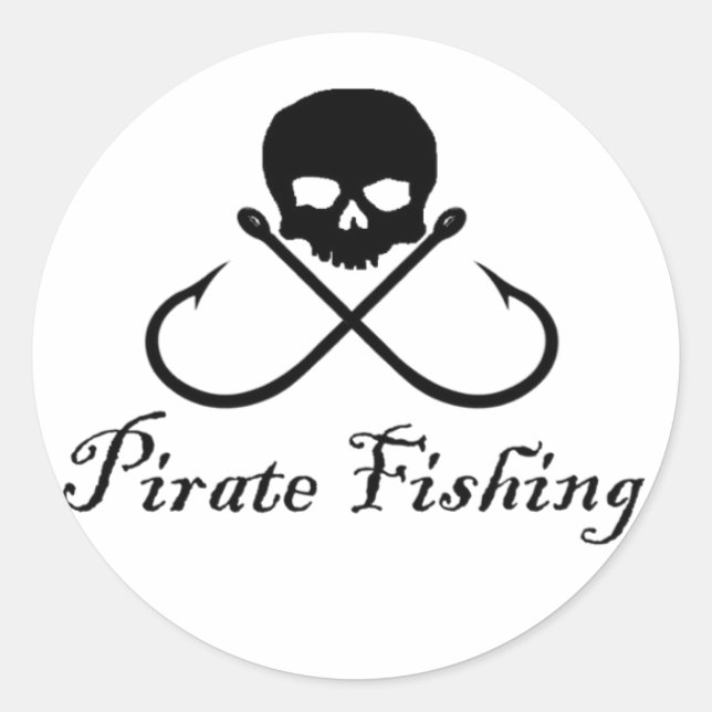 Pirate Fishing Round Sticker (Front)