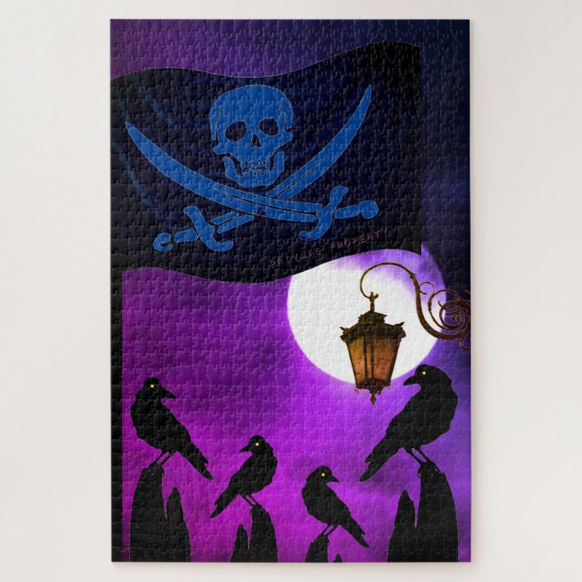 Pirate Flag and Moon Jigsaw Puzzle (Vertical)