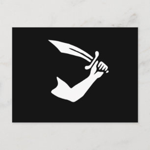 Pirate Flag Arm with Sword Thomas Tew Postcard