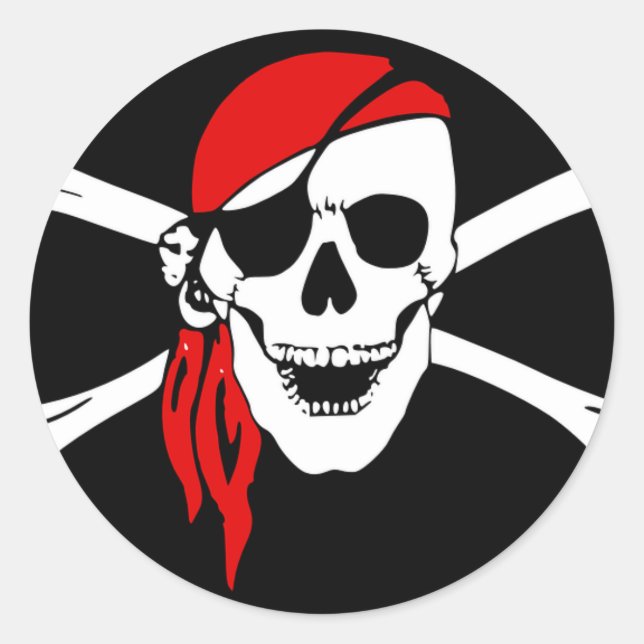 Pirate Flag Bones Skull Danger Symbol Classic Round Sticker (Front)