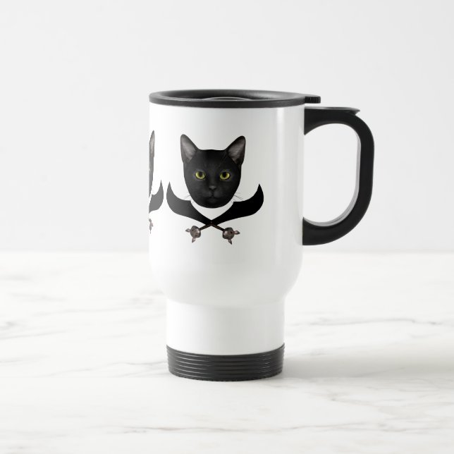 Pirate Flag Cat Travel Mug (Right)