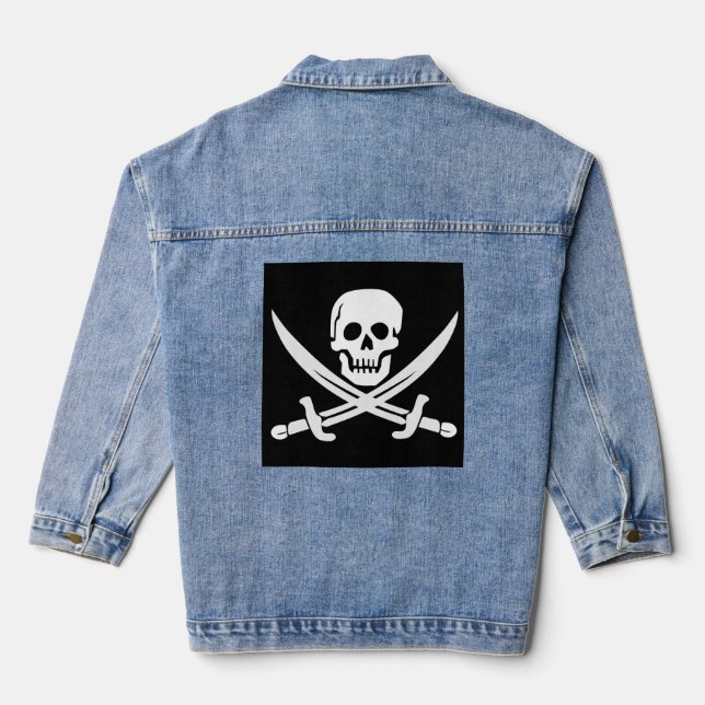 PIRATE FLAG CROSSBONES DENIM JACKET (Back)