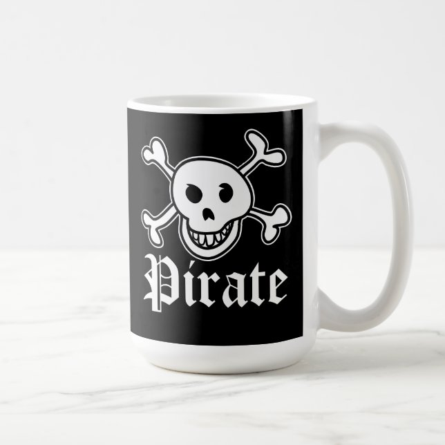 Pirate flag mug with skull and bones design (Right)