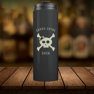Pirate Flag Name Black Thermal Tumbler