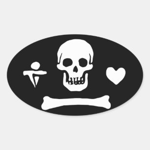 Pirate Flag Of Stede Bonnet Oval Sticker