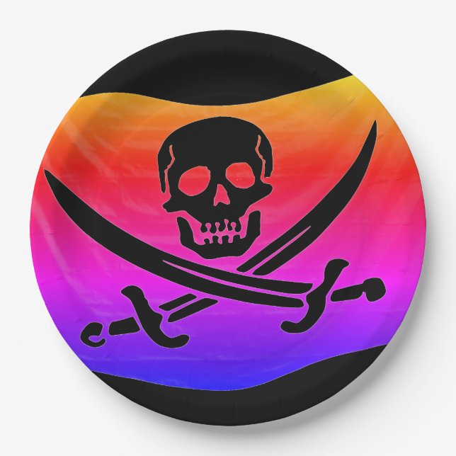 Pirate Flag Paper Plate (Front)