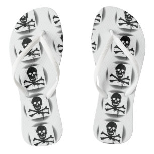 Pirate Flag Skull and Crossbones Jolly Roger Flip Flops