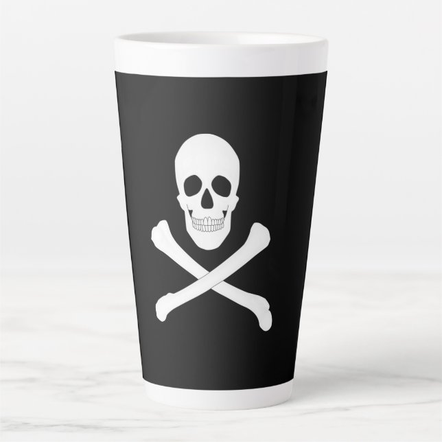 Pirate Flag (Skull and Crossbones) (Jolly Roger) Latte Mug (Front)