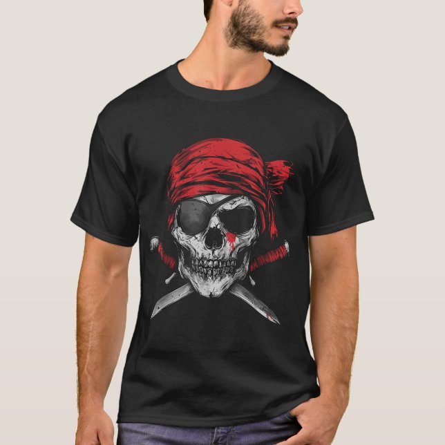 Pirate Flag Skull And Crossbones Skeleton  T-Shirt (Front)